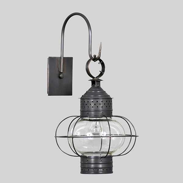 Shown in Bronzed Copper on a Gooseneck Bracket, Small