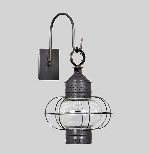 Shown in Bronzed Copper on a Gooseneck Bracket, Small