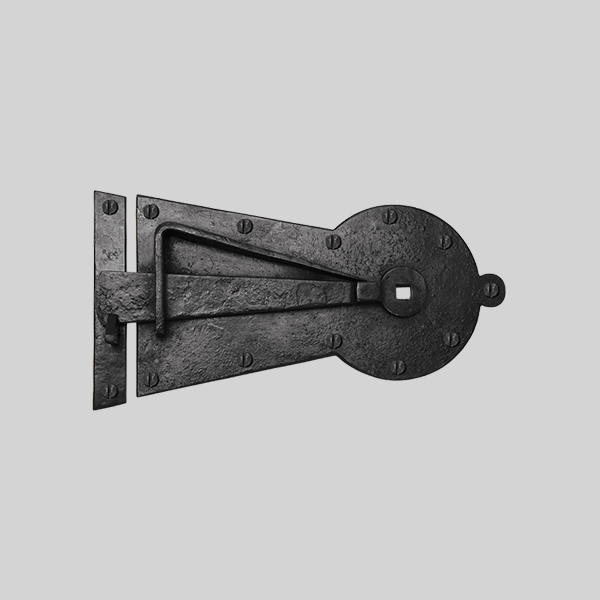 Shown as left hand with a dark wax iron finish.