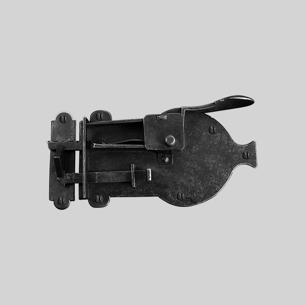 Shown as left hand with a dark wax iron finish.