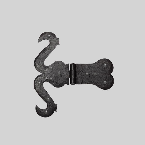 Shown as left hand with a dark wax iron finish.