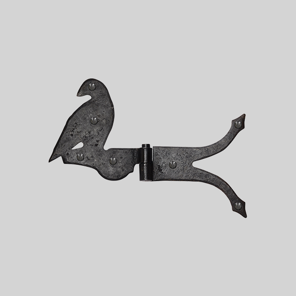 Shown as right hand with a dark wax iron finish.