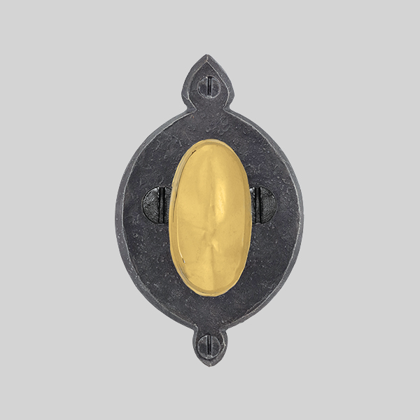 Shown with a dark wax iron and polished brass finish.