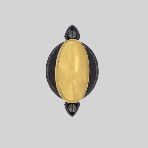 Shown with a dark wax iron and polished brass finish.