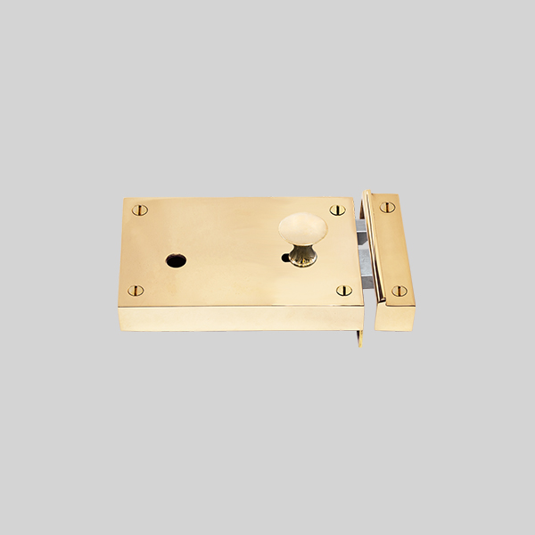 Shown as right hand with a polished brass finish.