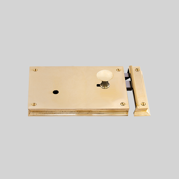 Shown as right hand with a polished brass finish.