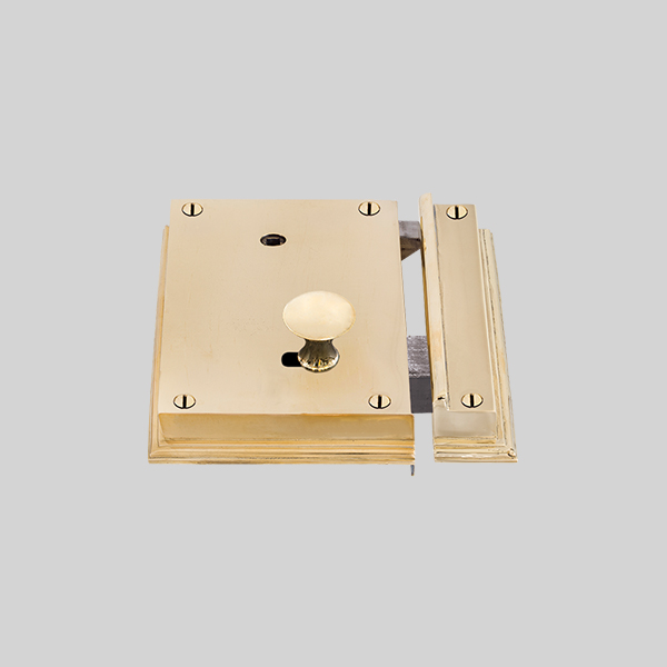 Shown as right hand with a polished brass finish.