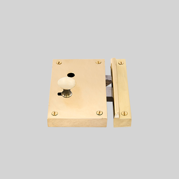 Shown as right hand with a polished brass finish.