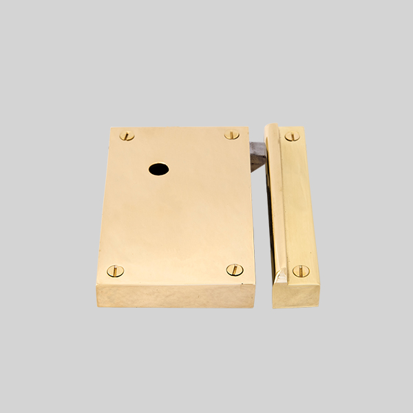 Shown as right hand with a polished brass finish.