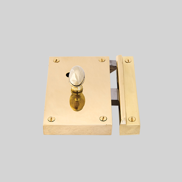 Shown as right hand with a polished brass finish.