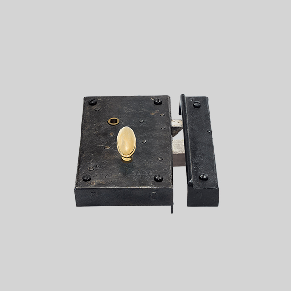 Shown as right hand with a dark wax iron finish.