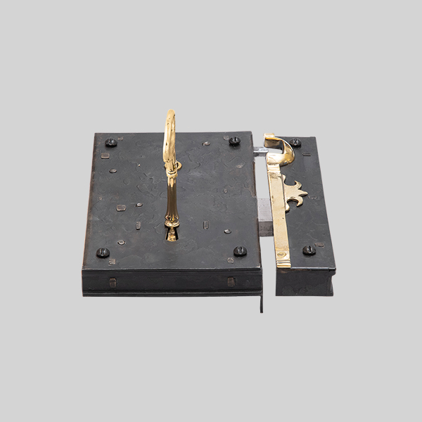 Shown as right hand with a dark wax iron finish.