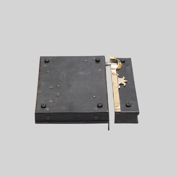 Shown as right hand with a dark wax iron finish.