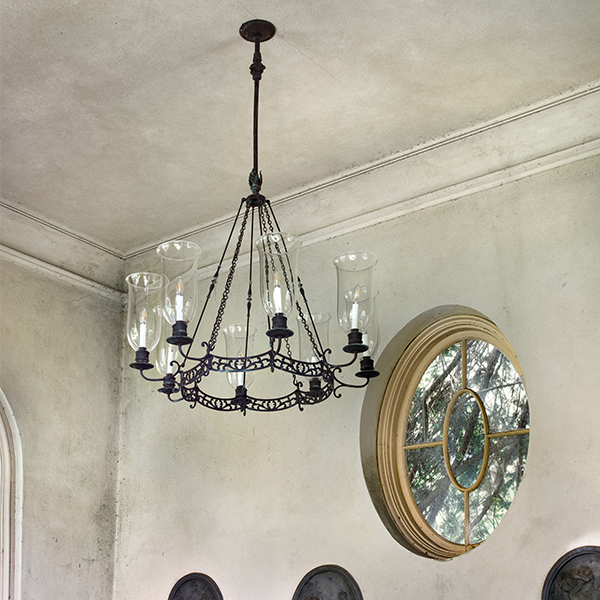 Shown in Bronzed Brass, 8 Lamp, Small